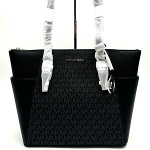 Michael Kors Large Charlotte TZ Tote Bag Black/Gold